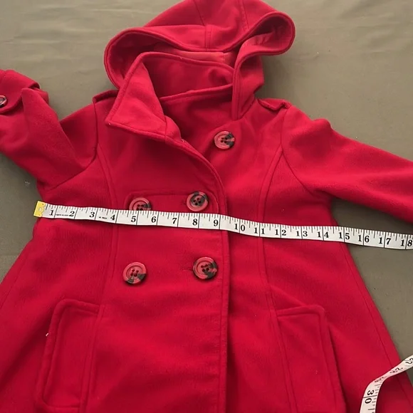PINKdouble buttonhoodedGirls Red color COAT size 5-6”